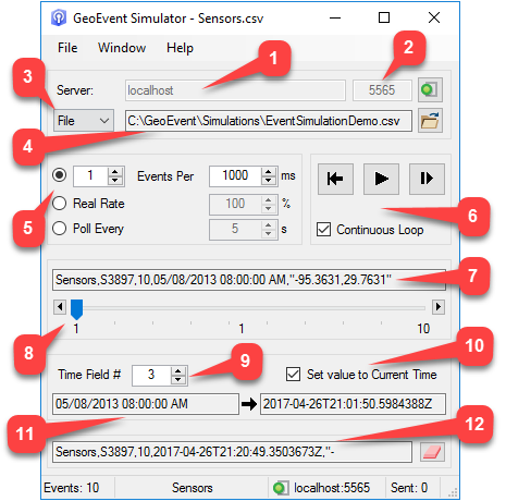 GeoEvent Simulator elements